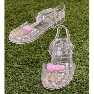 Barbie Clear Transparent Strappy Jelly Sandals WOMEN'S SIZE 8 mary jane strap